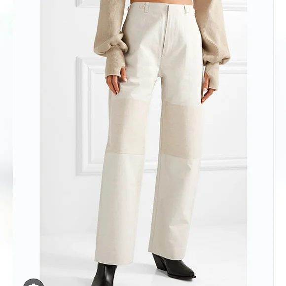 NWT$895 TRE Natalie Ratabesi Missy Two Tone Linen Cotton Trousers Wide Leg Pants - Picture 2 of 16